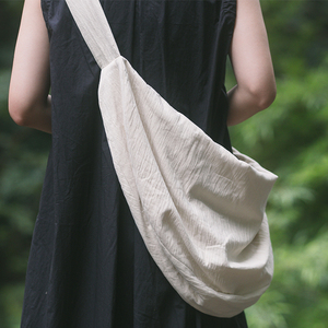 palemoon |  自在 棉麻两色饺子包 日系森系休闲夏斜挎布袋化缘包