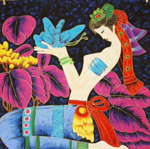 国画云南画派临摹丁绍光重彩人物画装饰四尺斗方现货手绘rdfzx6