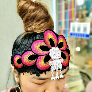 原创特色云南民族风孔雀刺绣羽毛舞蹈傣族头饰发箍头饰配饰装饰