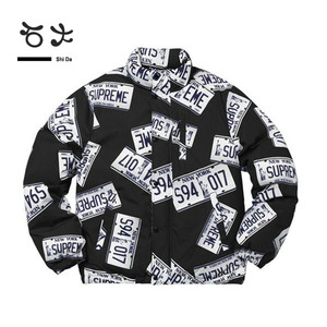 supreme license puffy plate jacket车牌羽绒服车号棉服男女夹克