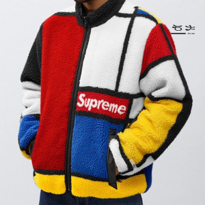 supreme 20fw reversible 摇粒绒外套 撞色拼接抓绒双面夹克男 女