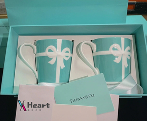 日本限定Tiffany&Co./蒂芙尼蝴蝶结咖啡杯马克杯对杯结婚生日礼物