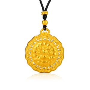 【直播】华夏典当行 古法雕花国潮醒狮小金牌足金黄金吊坠37.96g
