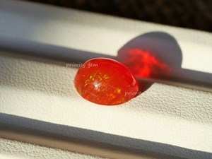 天然墨西哥火欧泊3.23ct克拉红色底贵蛋白石fireopal蛋面椭圆