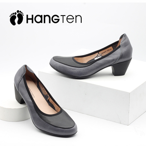 002人付款淘宝欢腾正品女鞋牛皮猪皮里透气好黑色蓝色平底妈妈女皮鞋