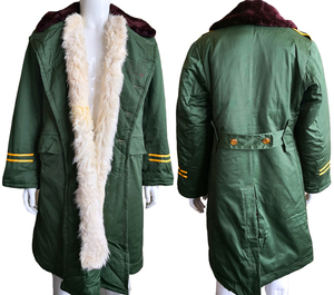 全新库存83式羊皮大衣皮毛一体军大衣83式皮大衣87橄榄绿保真户外
