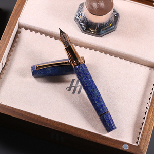 montegrappa万特佳925纯银镀玫瑰金青金石石材18k金活塞限量钢笔