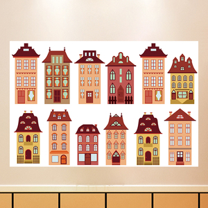 房卧室装饰卡通城堡墙贴纸可爱幼儿园建构区墙面建筑贴画2人付款23