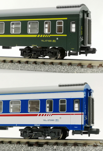 [补货]kunter yw25k n比例 硬卧25k型单层硬卧客车厢 绿/蓝