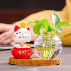 创意招财猫家居饰品摆件现代简约卡通可爱摇头办公室桌面小摆设女