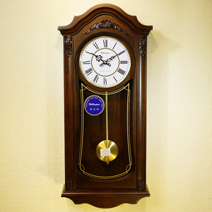 威灵顿欧式挂钟客厅豪华家用钟表实木 整点报时石英钟摇摆静音