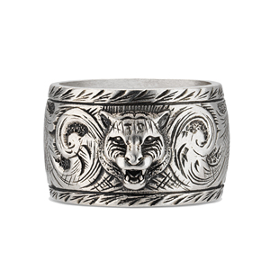 gucci 复古雕花虎头-925纯银戒指-2017古奇新款生肖-上海现货