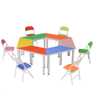 学校组合培训书桌彩色少儿美术桌中小学生辅导课桌椅梯形桌秋季班