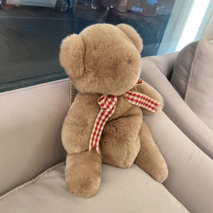 小夕皮货 獭兔毛真毛小熊泰迪熊动物玩偶皮草斜挎链条毛毛包包女