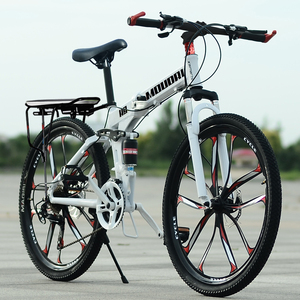 正品变速免充气一体轮减震油碟刹成人铝合金折叠实心胎山地自行车