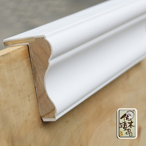 原木 墙裙护墙板白色实木腰线水性漆纯白收口封边装饰线条收边条