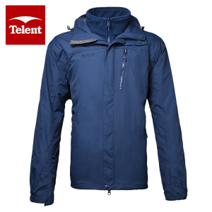 telent天伦天秋冬户外冲锋衣男女外套加绒加厚两件套可拆卸三合一