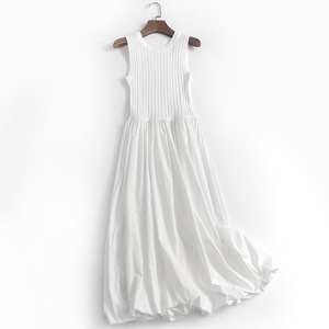 K011法式花苞小白裙中长款春夏新款2023背心吊带裙白色连衣裙女裙