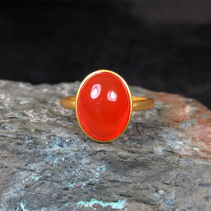 天然18k金镶嵌保山南红冰红戒指凉山南红玛瑙男女款情侣对戒首饰