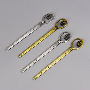 蓝果镂空发簪尺书签直尺10cm文具用品多功能尺金属波浪尺子