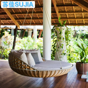 户外秋千成人民宿吊床卧室悬挂双人寝室圆形吊床室内家用藤编摇床