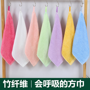 7条优惠装竹纤维方巾婴儿童幼儿园小毛巾白色洗脸面巾比纯棉柔软