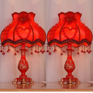 结婚礼物台灯婚房卧室浪漫温馨婚庆欧式床头灯装饰长明灯红色单个