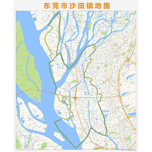 东莞市沙田镇地图2020高清定制 城市街道交通卫星办公会议室挂图