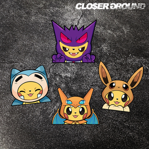 卡通汽车贴车窗贴纸 耿鬼皮卡丘车贴电动摩托车贴纸反光划痕贴