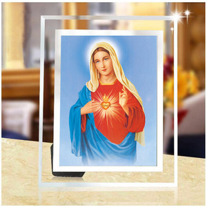 天主教摆台圣母十字架礼品相框摆台圣像礼物水晶摆台相架桌面摆件