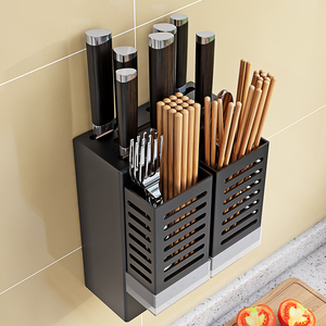 筷子筒刀架组合置物架壁挂式桶篓厨房家用筷笼子沥水收纳盒多功能