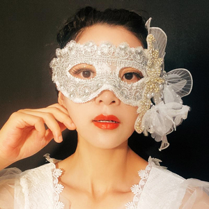 白色美女假面舞台舞会万圣节圣诞节狂欢派对拍摄写真直播cos面具
