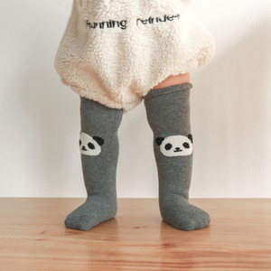 秋冬毛圈加厚儿童无跟长筒袜婴儿保暖大腿袜宝宝卡通过膝中筒袜子