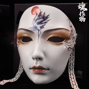魂作物面具中国风古风汉服全脸手绘假面面罩礼品网红神秘民族装扮