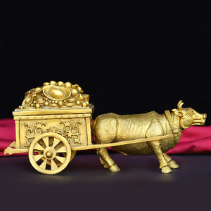 纯铜牛拉车招财旺金进财之宝铜牛拉元宝旺市牛家居风水摆件