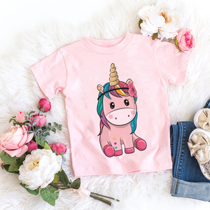 Cute Unicorn Kids Tshirt 夏季卡通独角兽儿童男女童装短袖T恤