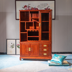 刺猬紫檀酒柜红木隔断非洲花梨木茶柜置物架榫卯酒水柜中式隔厅柜