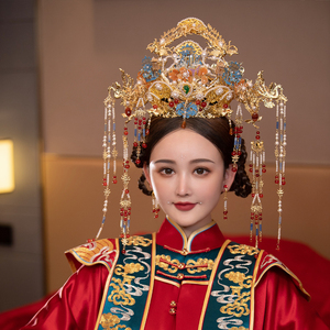 明制汉唐婚礼凤冠大气奢华古风中式头冠新娘结婚饰品跟妆皇后大婚