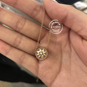 英国dior/迪奥 八芒星罗盘可调节项链女正品锁骨链18k玫瑰金