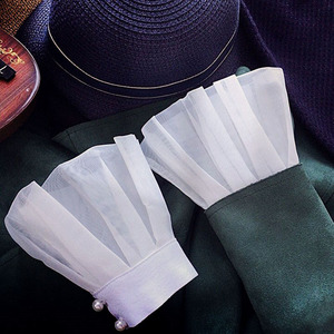 假袖子假袖口假衬衫袖子装饰袖口短接袖子欧根纱袖子半截手套