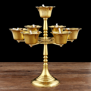 铜七星灯长明灯七盏灯杯孔明七星续命灯观音莲花灯寺庙供奉法会灯