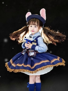 疯狂动物城兔子警官朱迪洛丽塔蓬蓬裙迪 士尼COS春夏连衣裙小女孩