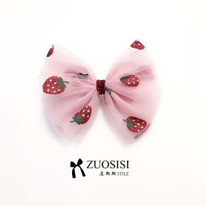 左斯斯儿童表演发饰草莓蝴蝶结发夹女童公主头饰发卡