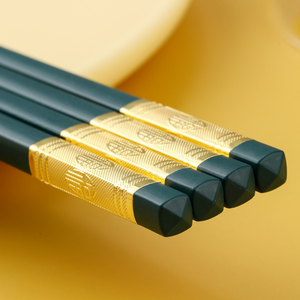 福字合金筷子家用高档中式防滑耐高温公筷子27cm加长绿色公筷商用
