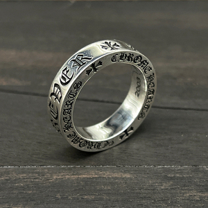 立克罗心潮永恒之心戒指6mm真爱戒指ch复古男女情侣款对戒925纯银