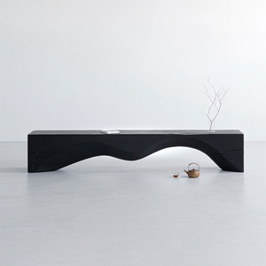 实木碳化长条凳侘寂风民宿设计家具休闲凳现代简约泡茶桌长椅长凳
