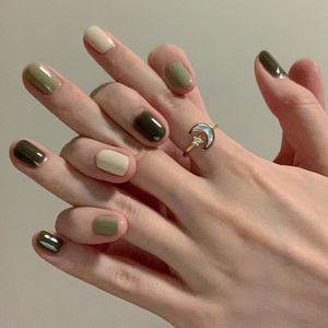 完全迷住级别跳色夏日美甲成品百搭纯色指甲贴片可拆卸式光疗甲片