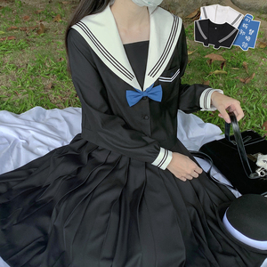 pj制作工坊正版原创jk制服【岚川中】黑色学生水手服替换领秋季女