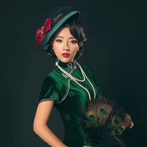 帽子复古婚纱