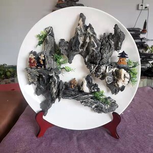 包邮客厅装饰天然石纯手工制作假山造景办公室室内创意摆件送礼